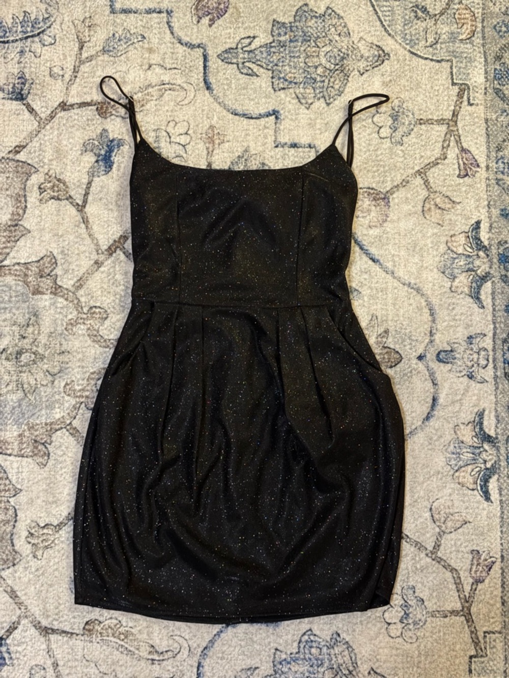 Women's Black Sparkle Spaghetti Strap Dress Lucy in the sky